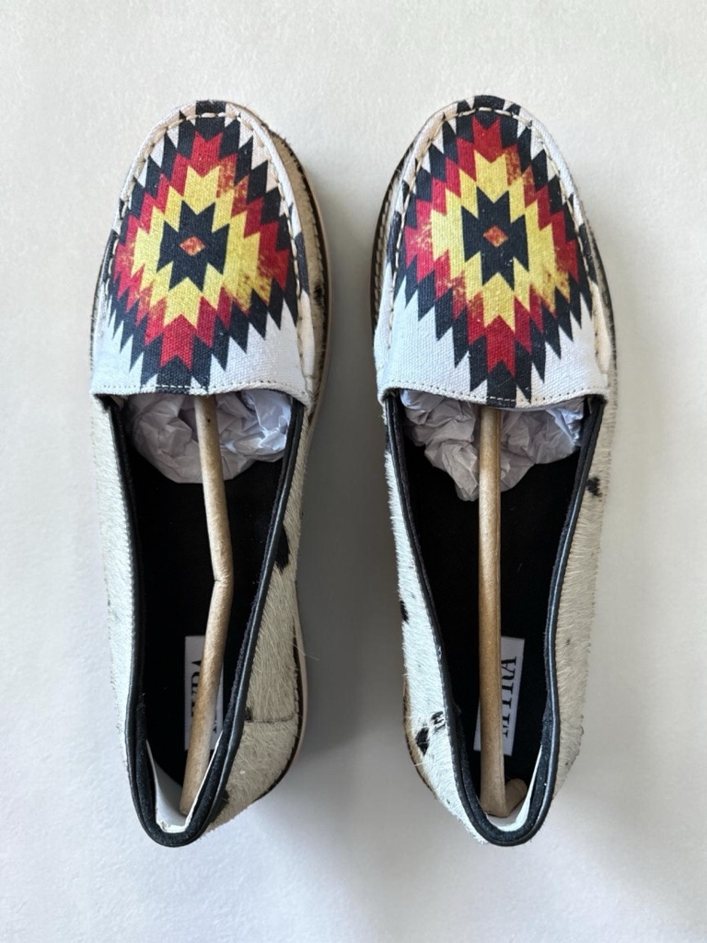 NWT Myra Bag Cowhide Slip-On Loafers with Aztec Print Only 2 Pair Left